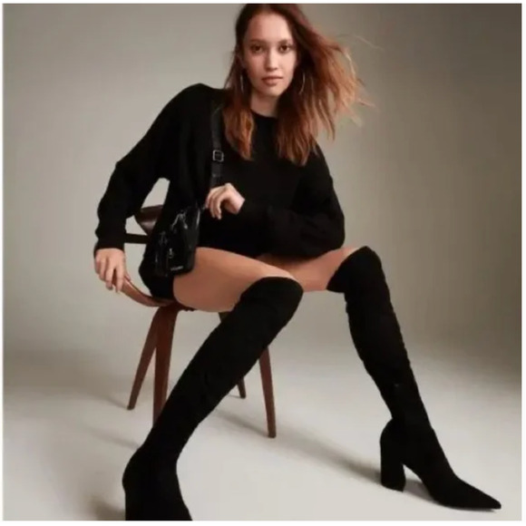 Steve Madden Georgette Over The Knee Boots 6.5 Black NWOT Faux Suede Tall - Picture 1 of 8
